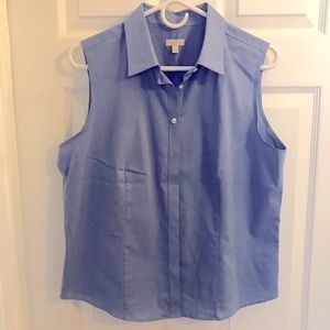Talbots Blue Classic Sleeveless Button Front Shirt